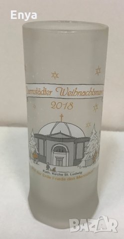 Стъклена матова чаша ( халба ), немска, за греяно вино - за колекционери, снимка 1 - Колекции - 25868140