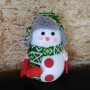Коледна фигура Снежен човек с шапка шал и ръкавички H16см, снимка 8