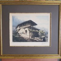 Петър Морозов 1880-1951 Старинна къща в Ловеч Акватинта от 1930те години, снимка 7 - Картини - 23818411