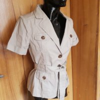 Бежово сако с къс ръкав и колан H&М С, снимка 2 - Сака - 23346268