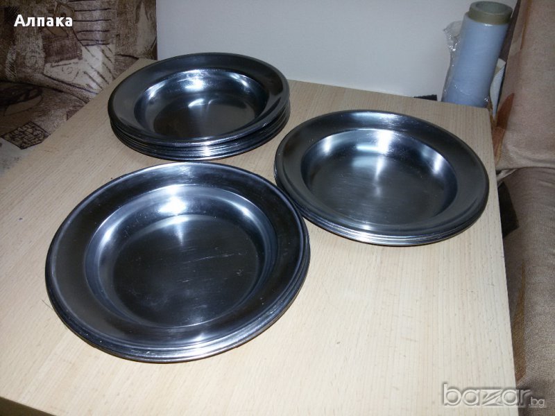 Български дълбоки чинии алпака, от едно време, снимка 1