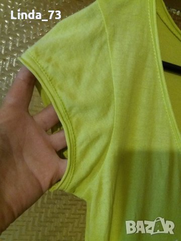Дам.тениска-"H&M"-/памук/-жълто-зелена. Закупена от Италия., снимка 6 - Тениски - 21975230