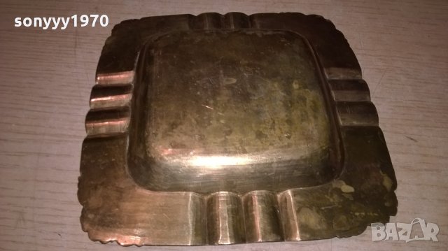 поръчан-ретро пепелник-мед/месинг-15х15х2см-внос швеицария, снимка 7 - Колекции - 22535534