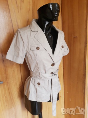 Бежово сако с къс ръкав и колан H&М С, снимка 2 - Сака - 23346268