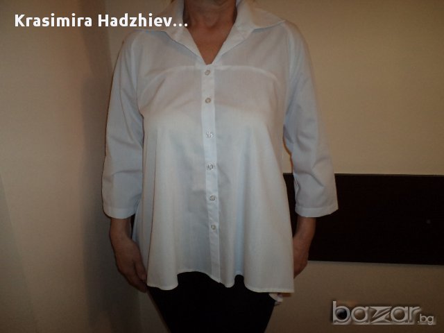Бяла риза с модерна и удобна кройка, снимка 5 - Ризи - 17519789