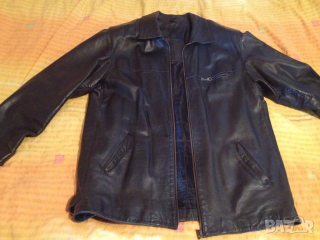 Кожено яке, черно, естествена кожа - размер XL, снимка 1 - Якета - 23860099