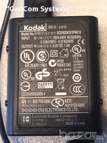 KODAK AD5002KD оригинално зарядно (5V, 1A, 4x9,5mm), снимка 4 - Захранвания и кутии - 15588353