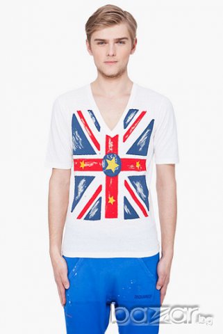 DSQUARED D2 GREAT BRITAIN PRINT Мъжка Тениска size 46 (S), снимка 4 - Тениски - 6479725