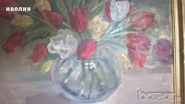 стара картина-цветя, снимка 2 - Картини - 15065950