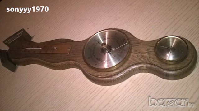 Ретро барометар-40х12см-дърво и месинг-внос швеицария, снимка 10 - Антикварни и старинни предмети - 13580540