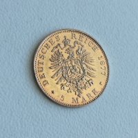 Златна Монета Deutsches Reich 1877 5 Mark Freie und Hansestadt Hamburg  , снимка 16 - Нумизматика и бонистика - 19510382