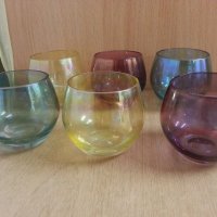 Ретро стъклени чаши цветно стъкло, снимка 7 - Антикварни и старинни предмети - 23868203
