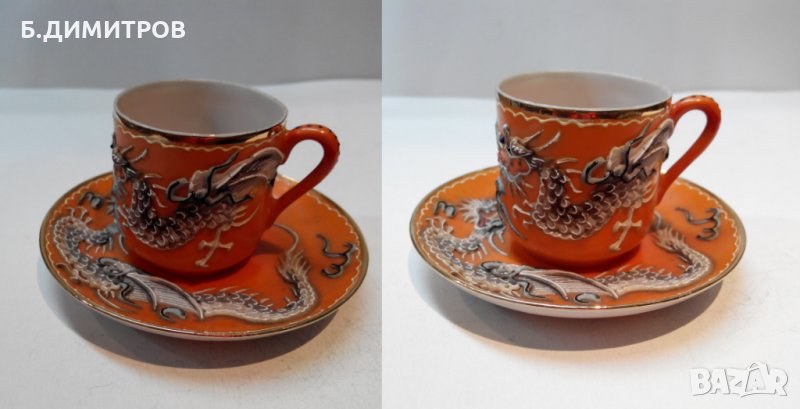 Японски порцеланови чашки с чинийки, снимка 1