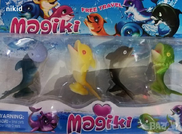 Magiki Маджики 4 рибки делфини пластмасови фигурки PVC за игра и украса торта топер играчки , снимка 1