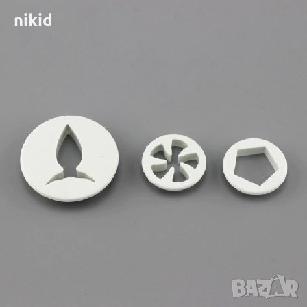 3 бр сет риба петоъгълник цвете пластмасови форми резци за тесто фондан украса декор, снимка 1