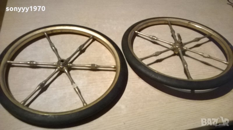 антики-ретро колела-мед/месинг с плътни гуми-внос франция, снимка 1