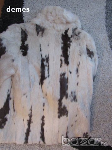 Заешко кожухче в бяло и черно размер М, снимка 6 - Палта, манта - 20055387