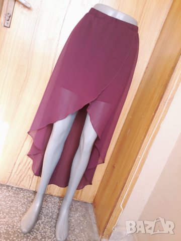 А-образна винена пола от шифон С, снимка 1