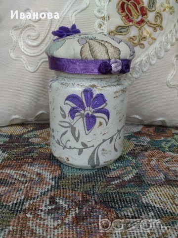 Буркан - игленик "Нежност в лилаво", снимка 2 - Декорация за дома - 18055164