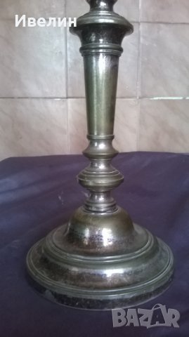 посребрен бронзов свещник, снимка 3 - Антикварни и старинни предмети - 25789012