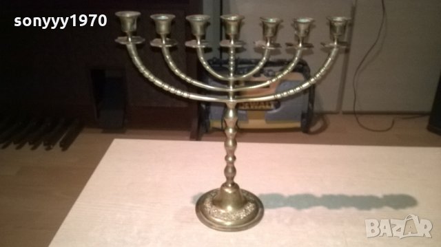 евреиски свещник-33х33х12см-внос швеция, снимка 4 - Колекции - 23431455