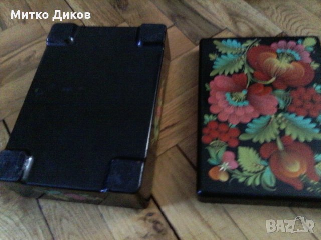 Бакелитова кутия стара за бижута ръчно рисувана, снимка 5 - Декорация за дома - 23311013