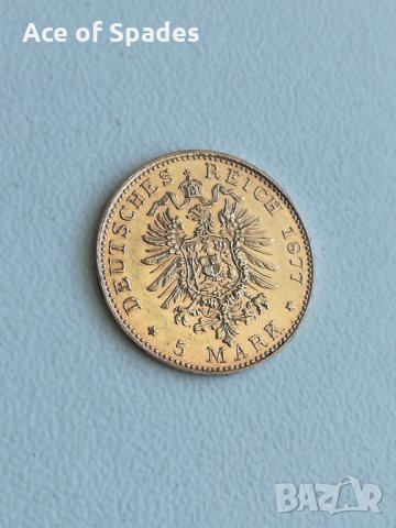 Златна Монета Deutsches Reich 1877 5 Mark Freie und Hansestadt Hamburg  , снимка 16 - Нумизматика и бонистика - 19510382