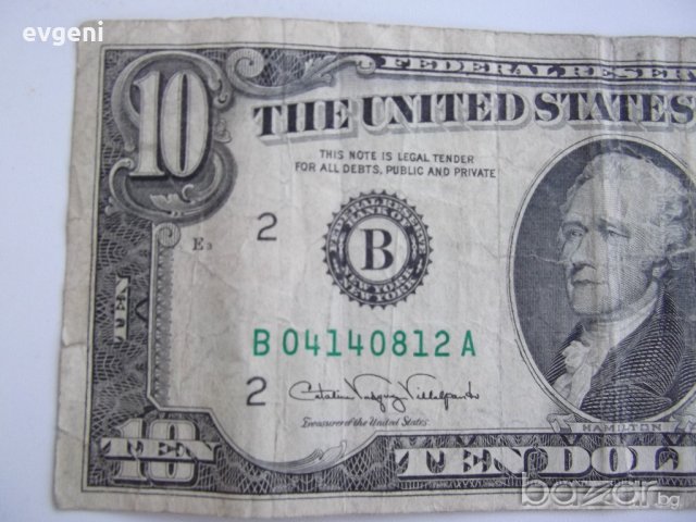 банкнота от 10 долара 1990, снимка 2 - Нумизматика и бонистика - 19284729