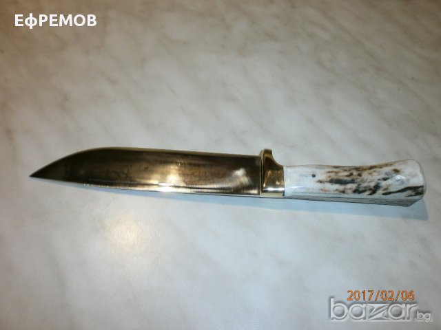 нож с бронзов гард и рогова дръжка, снимка 4 - Ножове - 17371313