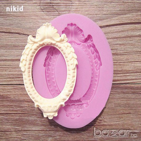 винтидж овал рамка силиконов молд за фондан украса торта декорация мъфини шоколад, снимка 2 - Форми - 17121596