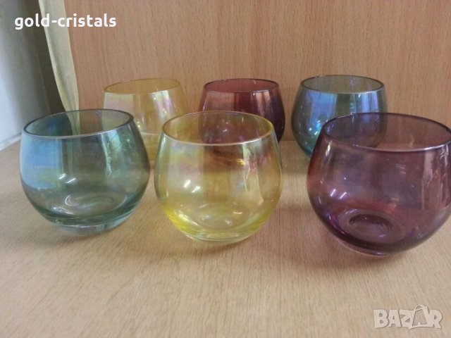 Ретро стъклени чаши цветно стъкло, снимка 7 - Антикварни и старинни предмети - 23868203