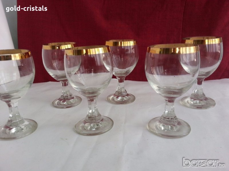 Ретро кристални чаши с златен кант , снимка 1