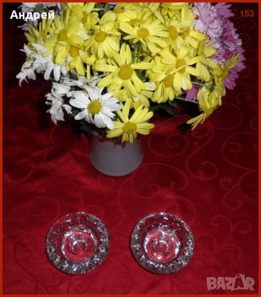 Комплект кристални свещници за романтична среща,изработени във Франция, снимка 1