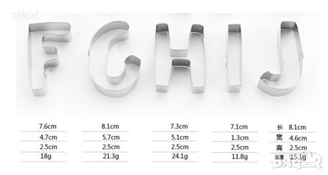 26 Големи метални букви азбука латиница резци форми за сладки фондан торта украса и др, снимка 4 - Форми - 21824380