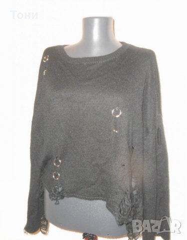Блуза скъсан ефект m&t fashion, снимка 5 - Блузи с дълъг ръкав и пуловери - 25792205