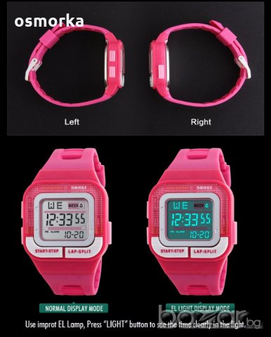 Skmei спортен часовник хронометър розов туризъм фитнес спорт, снимка 2 - Дамски - 20657374