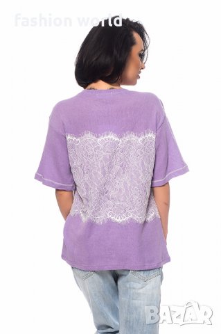 Дамска тениска с дантела, снимка 3 - Тениски - 25267364