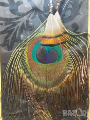 Украшения, бижута, обици от перца (Feather Earrings) - уникати, снимка 6 - Обеци - 23154329