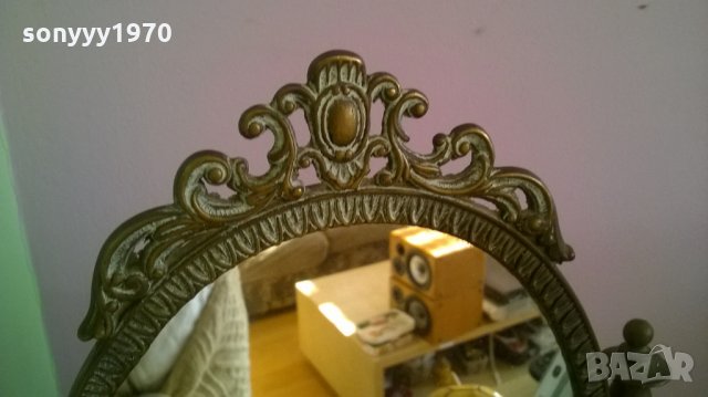 АНТИК-изящно антично огледало-масивно-мед/месинг-внос швеицария, снимка 9 - Колекции - 24394479