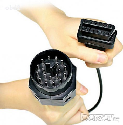 Кабел-преходник  BMW 20 pin мъжки към 16 pin  OBD2, за Autocom / Delphi / BMW scaner