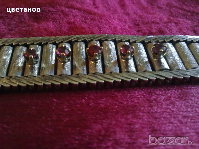 стара сребърна гривна с рубини и 18 к.злато, снимка 5 - Антикварни и старинни предмети - 16432046