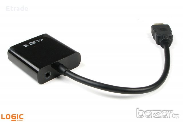 Кабел HDMI към VGA HD 1080p с аудио и без аудио изход, снимка 3 - Плейъри, домашно кино, прожектори - 10670174
