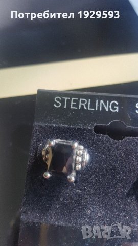 Обеци с черен камък, снимка 6 - Обеци - 21632297