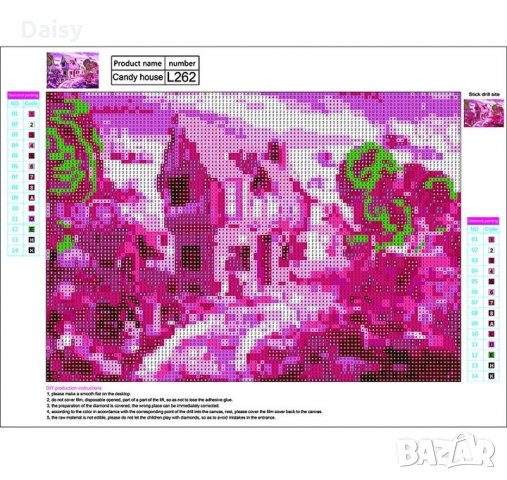 Диамантен гоблен"Розова захарна къщичка", снимка 3 - Гоблени - 25799799
