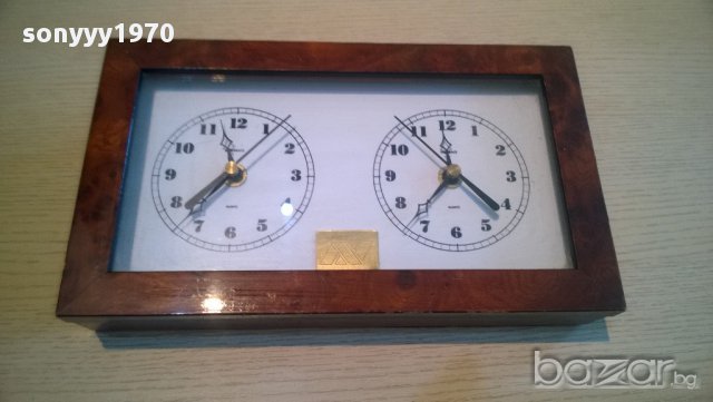 herraiz-quartz-двоен дървен часовник-25/15/7см-внос швеицария, снимка 3 - Други ценни предмети - 10409911