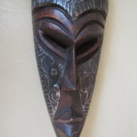  Африканска маска от абанос и мед, снимка 3 - Колекции - 23437736