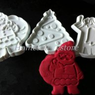 3 коледни новогодишни пластмасови форми с релеф Ангел Елха Дядо Коледа за фондан сладки, снимка 1 - Форми - 8588089