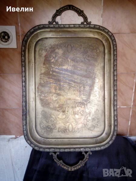 стара посребрена бронзова табла, снимка 1