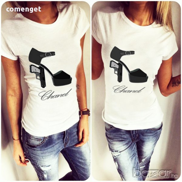 ПРОМО ЦЕНА! Дамски топ PISTOL CHIC! Поръчай тениска С Твоя Снимка или идея!, снимка 1