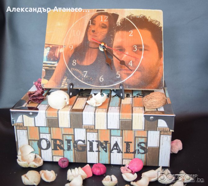 Ръчно изработен часовник от дърво с ВАША снимка , снимка 1